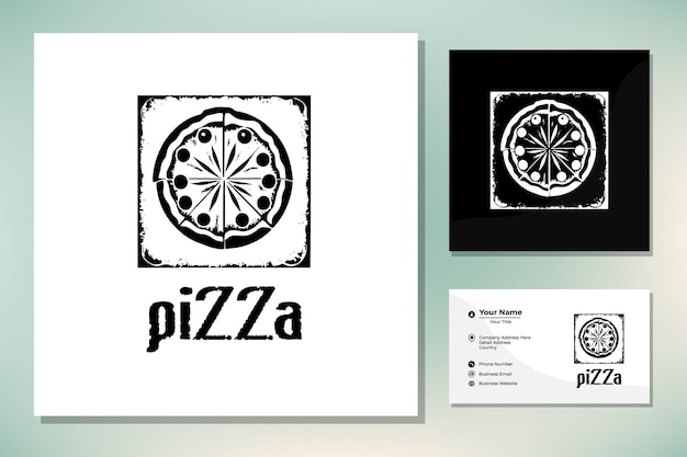 Rustic Grunge Lettering Typography of Pizza logo design