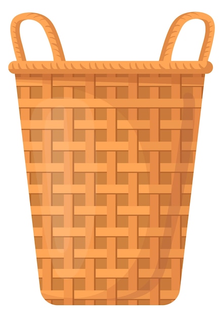 Vector rustic hamper handmade rattan basket cartoon icon