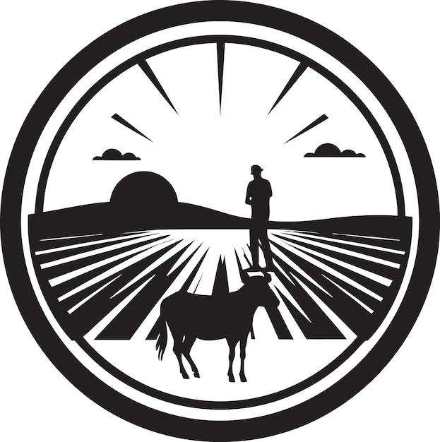 Rustic Haven Agricultural Farmhouse Icon Countryside Heritage Zwart Vector Logo voor boerderijen