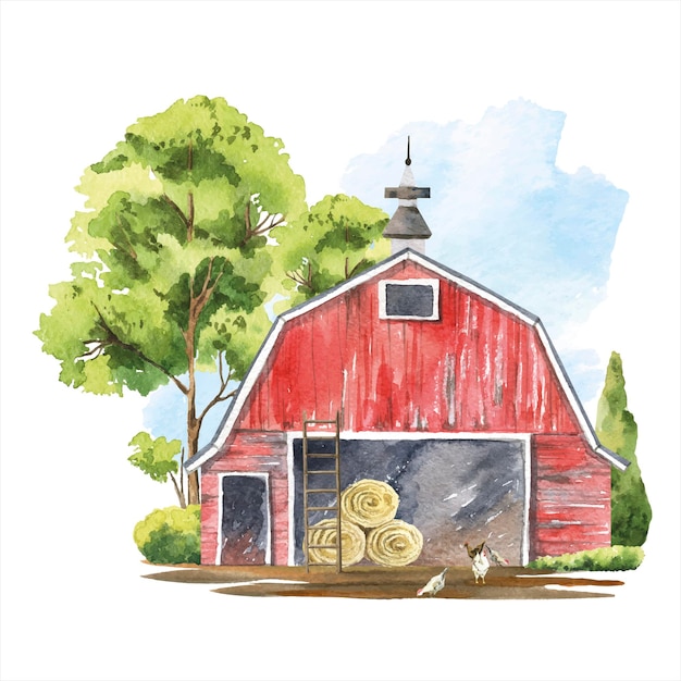 Rustic red barn rural landscape