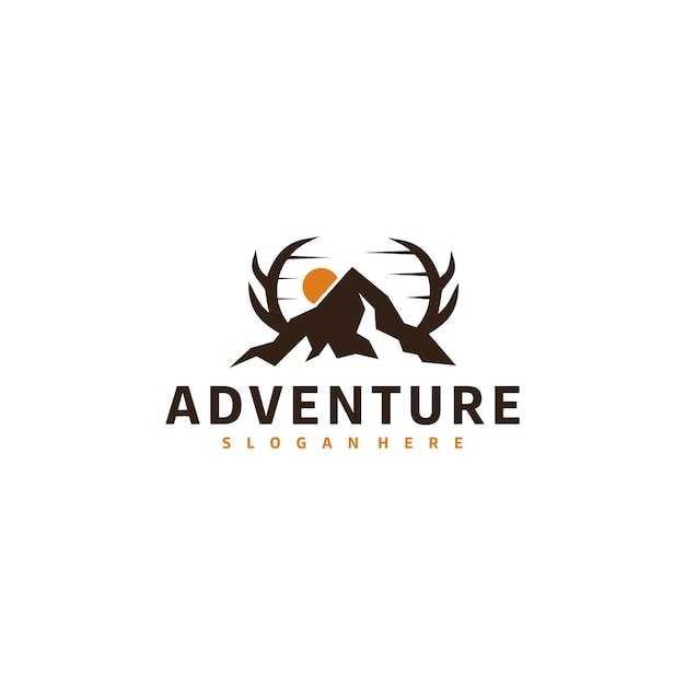 Rustic Retro Vintage mountain logo design and deer logo