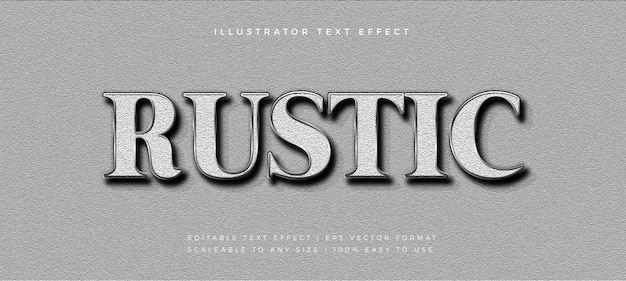 Vector rustic texture silver text style font effect