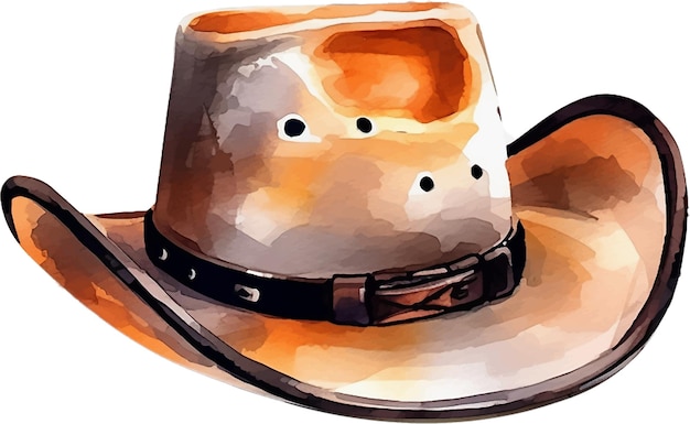 Vector rustic vector cowboy hat watercolor illustration