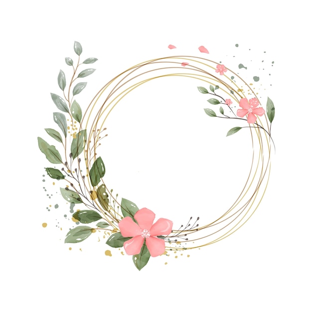 あなたのはがきの招待状のデザインのための素朴な水彩画の花輪かわいい花の水彩画のイラスト