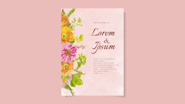 Rustic wedding invitation floral invite thank you rsvp modern card