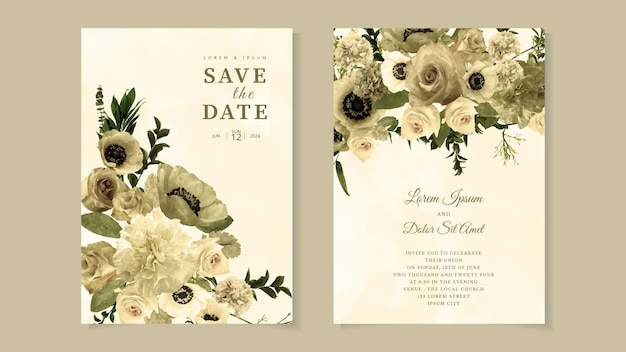 Rustic Wedding Invitation floral invite thank you rsvp modern card