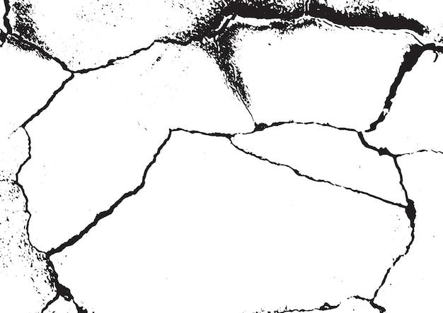 Rustieke gebarsten vector textuur met veel scheuren en krassen abstracte achtergrond gebroken en beschadigd oppervlak leeftijd achtergrond vector grafische afbeelding met transparant wit EPS10