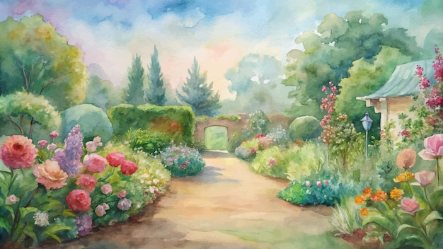 Rustieke tuinbloemen aquarel achtergrond