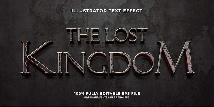 Vector rusty ancient metal editable text effect