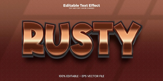 Rusty Bewerkbare tekst-effect in moderne trend stijl