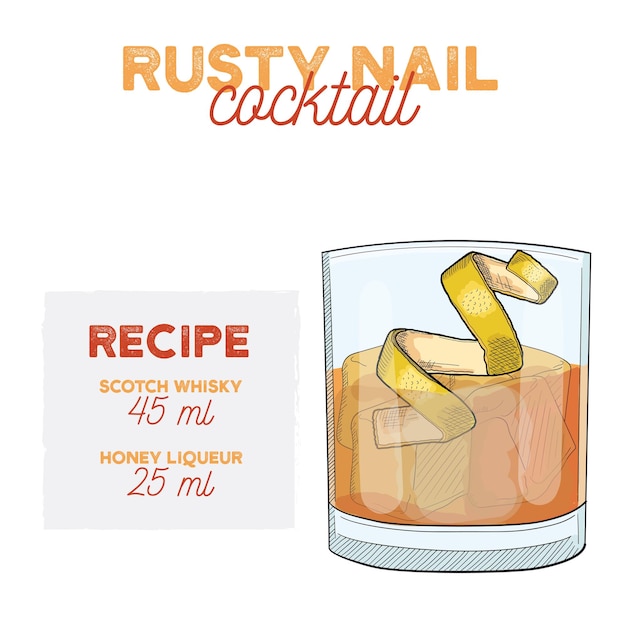 Rusty Nail Cocktail Recept Illustratie