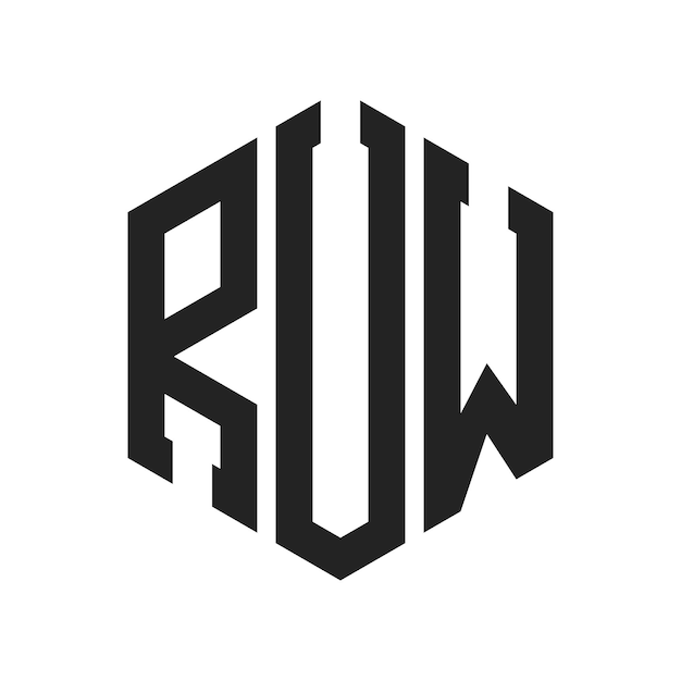 RUW ロゴデザイン イニシャルレター RUW モノグラム ロゴは六角形を使用しています