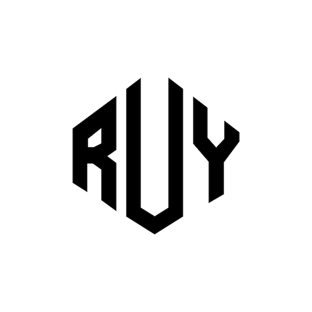 RUY letter logo ontwerp met veelhoek vorm RUY veelhoek en kubus vorm logo ontwerp RUY zeshoek vector logo sjabloon witte en zwarte kleuren RUY monogram bedrijf en vastgoed logo