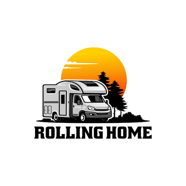 Rv camper camper caravan logo vector