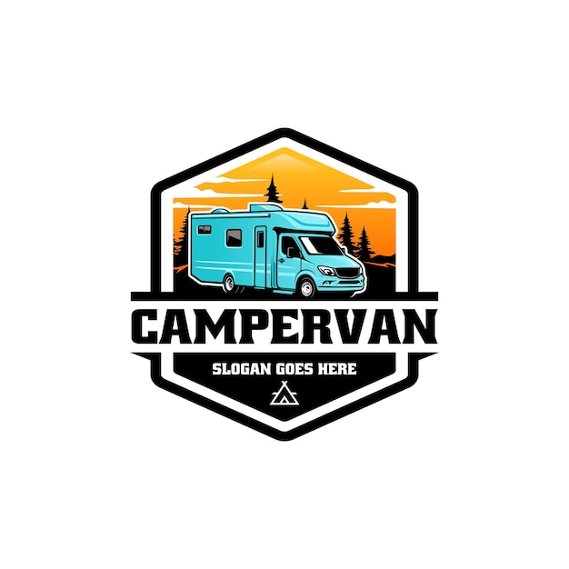 Rv camper caravan camper illustratie logo vector