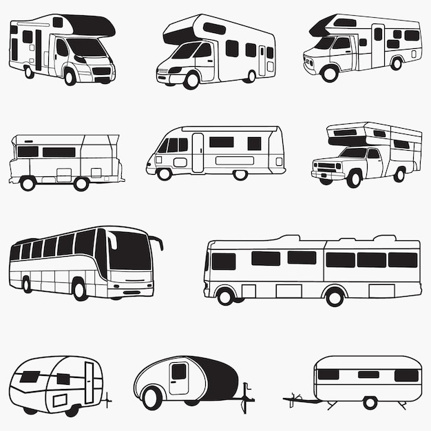 Rv camper silhouettes vector design