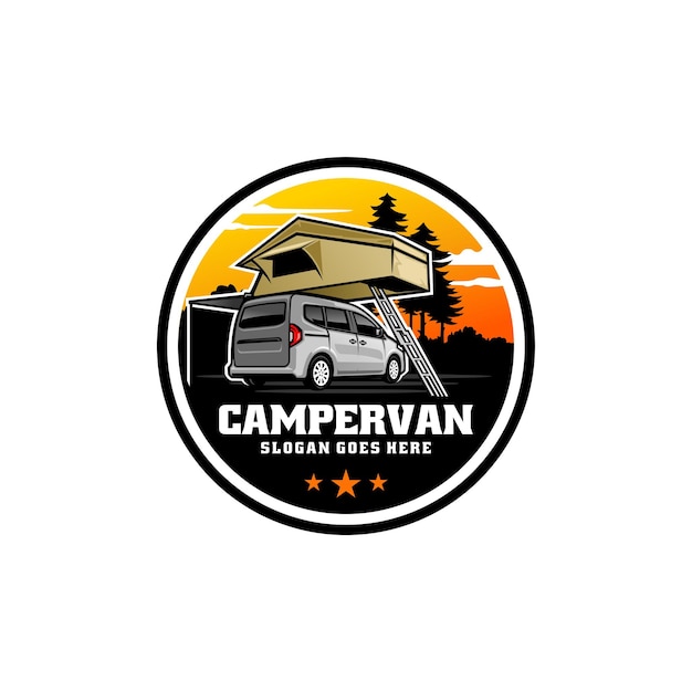 Rv camper van auto illustrazione logo vettoriale