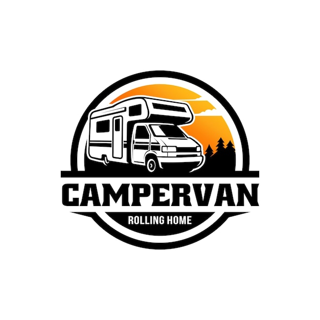 Rv camper van caravan camper illustrazione logo vector