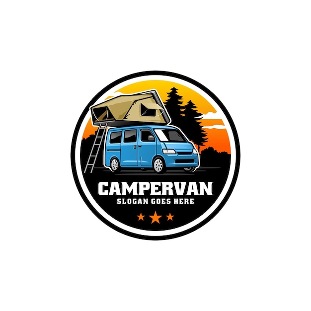 Rv camper van illustrazione logo vettoriale