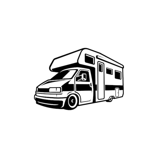 RV camper van slak camper caravan camper logo vector