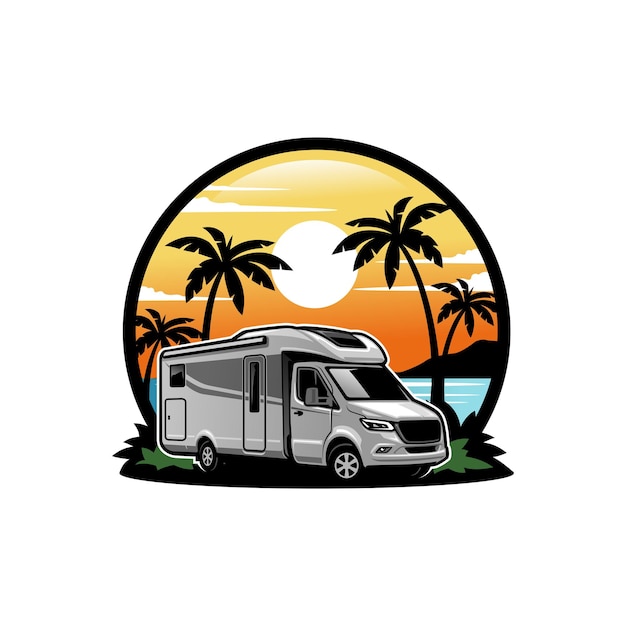 RV camping car illustration logo vector