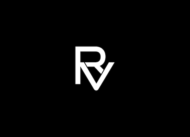 Rv letter logo design nei colori bianchi creative modern letters vector icon logo illustrazione registro rv