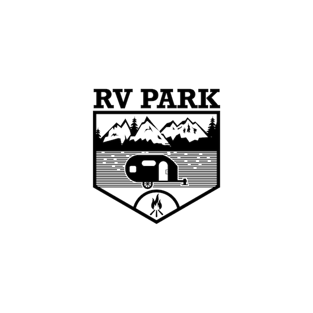 Vector rv park adventure caravan vector logo design