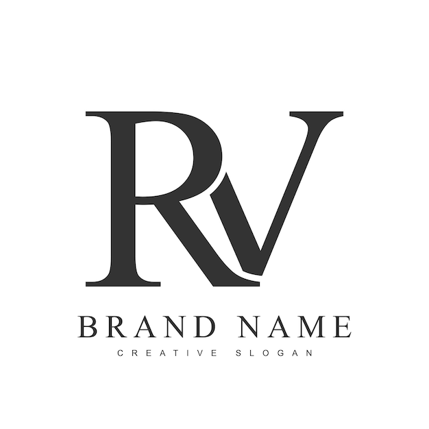 トレンド型ロゴテイプのテンプレート - クラシックなフォントスタイルのRとVのイニシャル文字 - 会社名やアイデンティティのためのクリエイティブなロゴ
