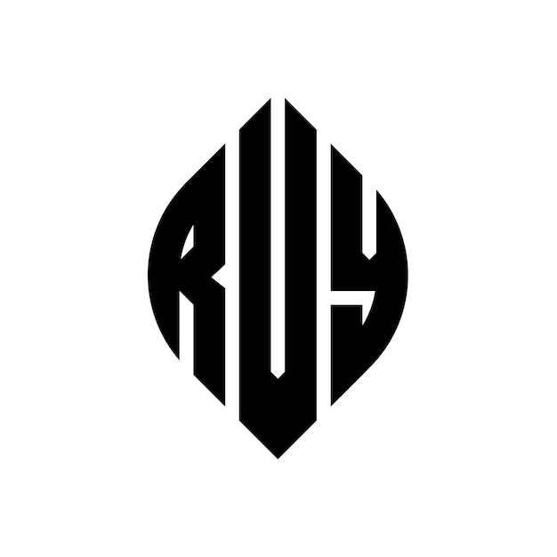 Design del logo della lettera circolare rvy con forma di cerchio e ellisse lettere ellisse rvy con stile tipografico le tre iniziali formano un logo circolare lvy emblema circolare monogramma astratto lettera mark vettore