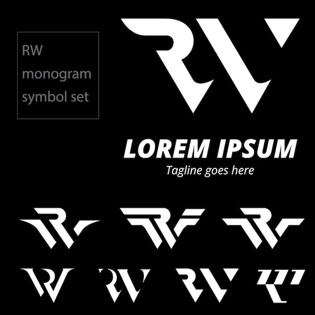 Rw logo letter based monogram logo set