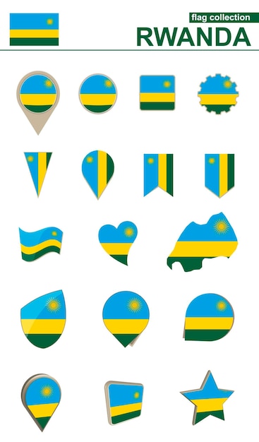 Коллекция флагов руанды большой набор для дизайна