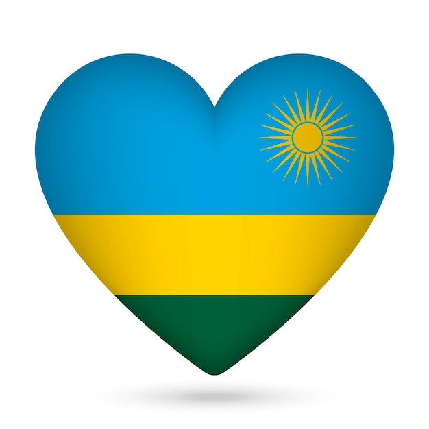 Rwanda flag in heart shape Vector illustration