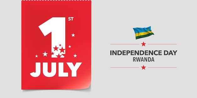 Rwanda happy independence day vector banner greeting card rwandan date of 1st of july and waving flag for national patriotic holiday design