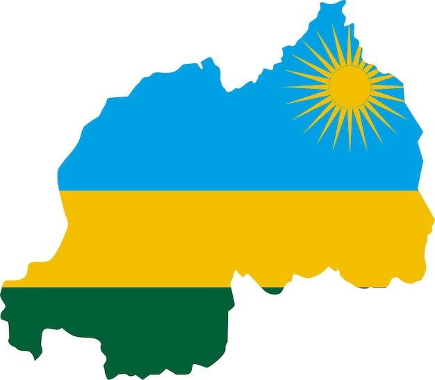 Rwanda map with flag african cartography