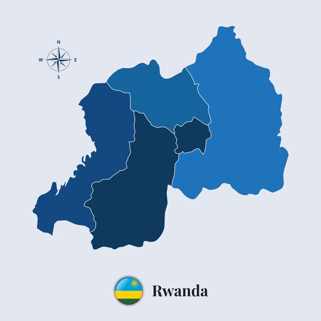 Rwanda map with flag rwanda flag map