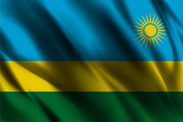 rwanda national flag waving silk background