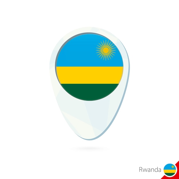 Rwanda vlag locatie kaart pin pictogram op witte achtergrond