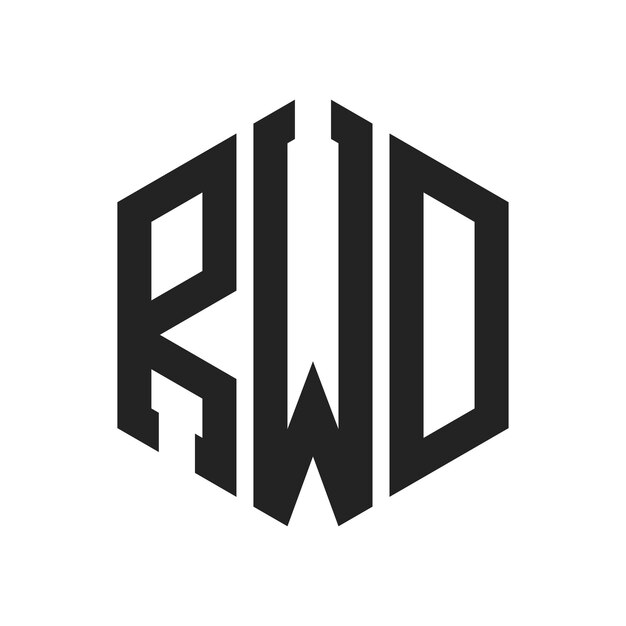 RWD ロゴ デザイン イニシャルレター RWD モノグラム ロゴ ヘクサゴン形