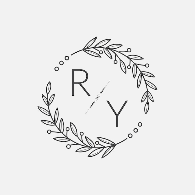 RY initiële monogram bruiloft met creatieve cirkellijn