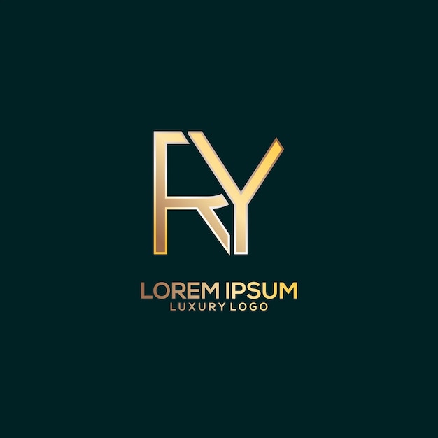 RY letter logo luxury gold color