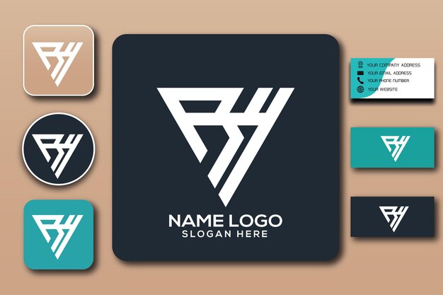 RY monogram logo template color editable