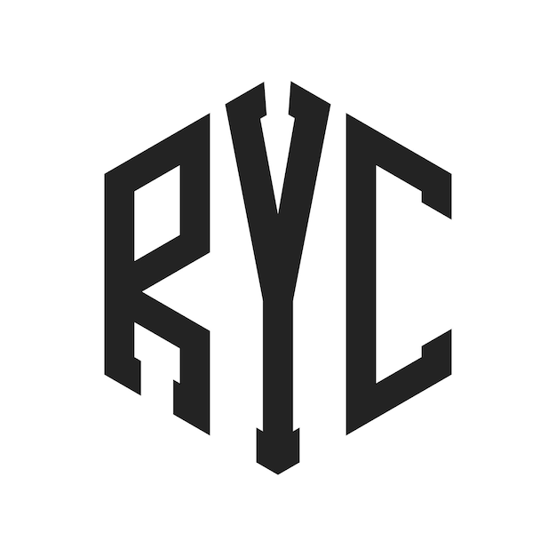 RYC ロゴデザイン イニシャルレター RYC モノグラム ロゴは六角形を使用しています