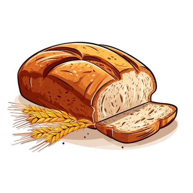 Vector rye bread vector on white background