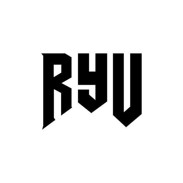 RYU letter logo ontwerp voor technologiebedrijf RYU logo ontwerp zwarte en witte kleurencombinatie RYU Logo RYU vector RYU ontwerp RYU icoon RYU alfabet RYU typografie logo ontwerp