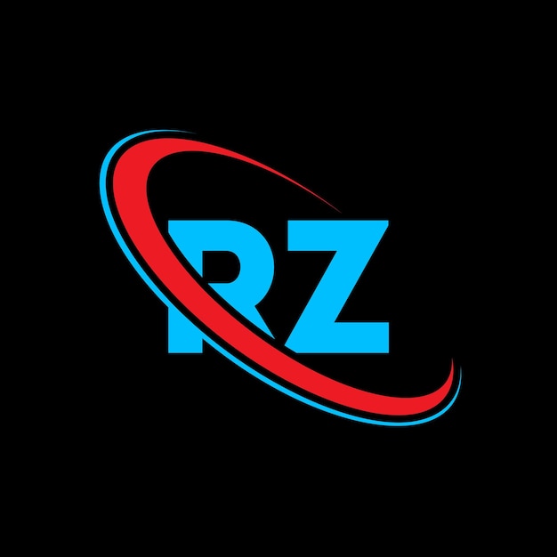 rz letter logo design initial letter rz linked circle uppercase monogram logo red and blue rz logo