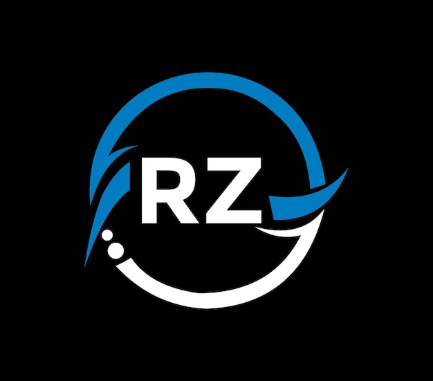 円形の RZ 文字ロゴ デザイン RZ 円と立方体形のロゴ デザイン RZ モノグラム ビジネス