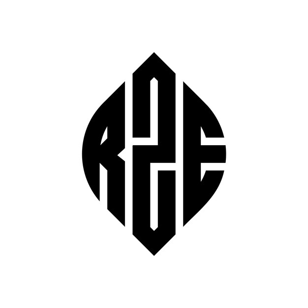 ベクトル rze 円文字 ロゴデザイン 円とエリプスの形 rze エリプスの文字 タイポグラフィックスタイル 3つのイニシャルが円のロゴを形成する rze サークルエンブレム アブストラクト モノグラム 文字マーク ベクトル