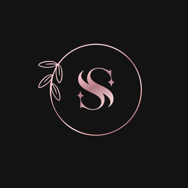 S 아름다움 꽃 장식 미니멀리즘 로고