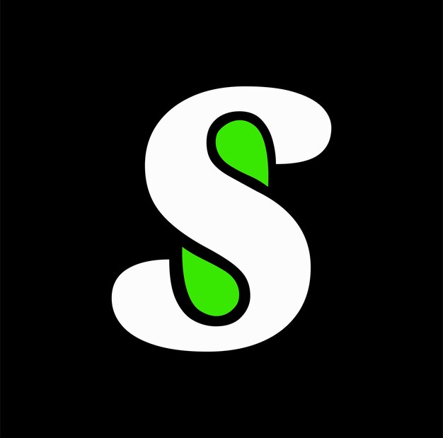 S Brand name with green leaf vector icon