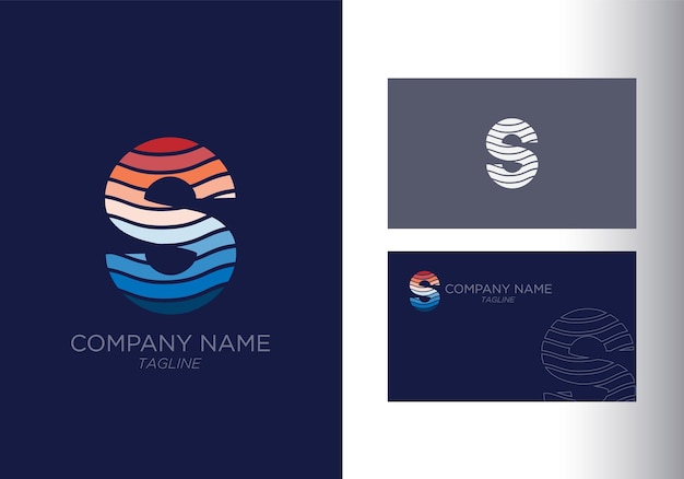 S brief met oceaangolven en zonsondergang strand vibes lettertype stijl vector ontwerpsjabloon